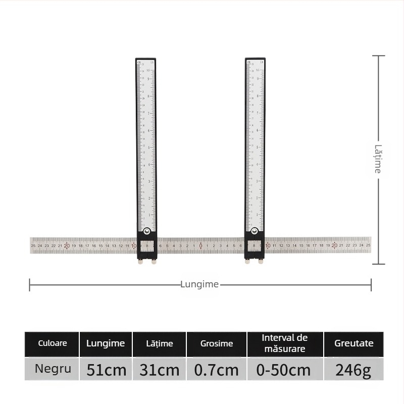 Rigla ortopedică manuală cu ceas pentru măsurarea lățimii feței, a zonei inghinale, a șoldului și a pelvisului