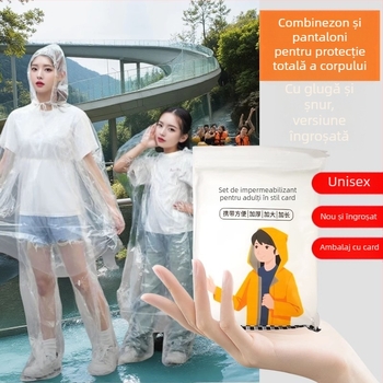 Poncho de ploaie în stil card, țesătură EVA, grosime obișnuită, pentru adulți și copii, drumeții