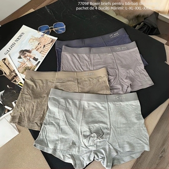 Boxeri pentru bărbați, nylon, fără cusături, căptușeală din bumbac în zona inghinală, talie medie, tricotat