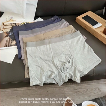 Boxeri pentru bărbați, nylon, fără cusături, căptușeală din bumbac în zona inghinală, talie medie, tricotat