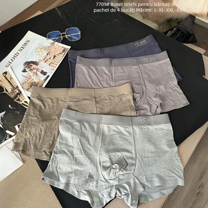 Boxeri pentru bărbați, nylon, fără cusături, căptușeală din bumbac în zona inghinală, talie medie, tricotat