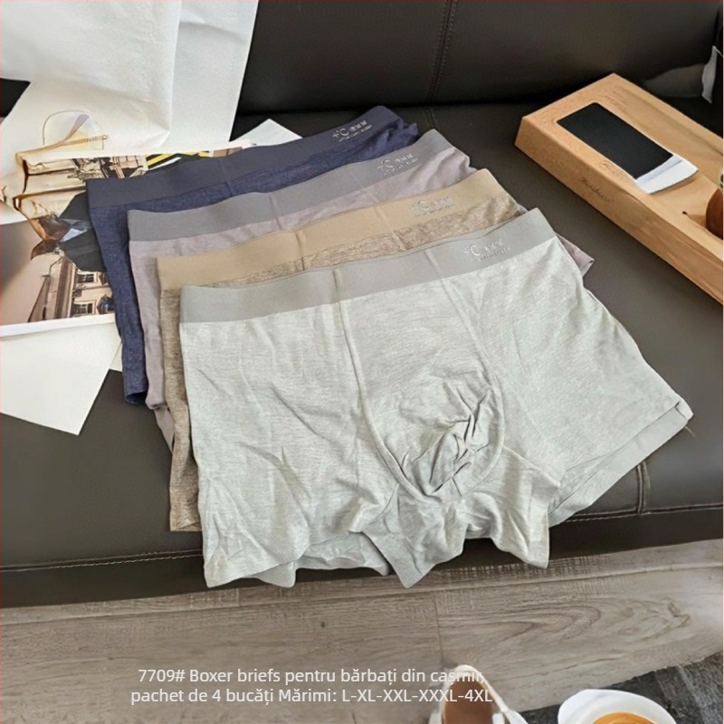 Boxeri pentru bărbați, nylon, fără cusături, căptușeală din bumbac în zona inghinală, talie medie, tricotat