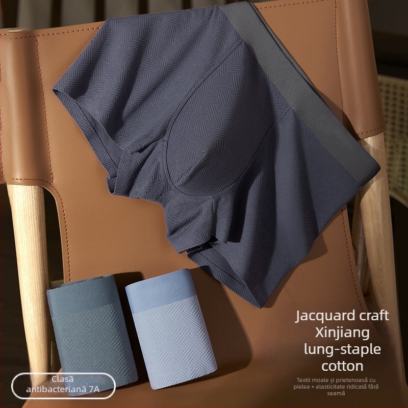 Chiloți de bărbați din bumbac, jacquard 80S, respirabili, antibacterieni, fără cusături