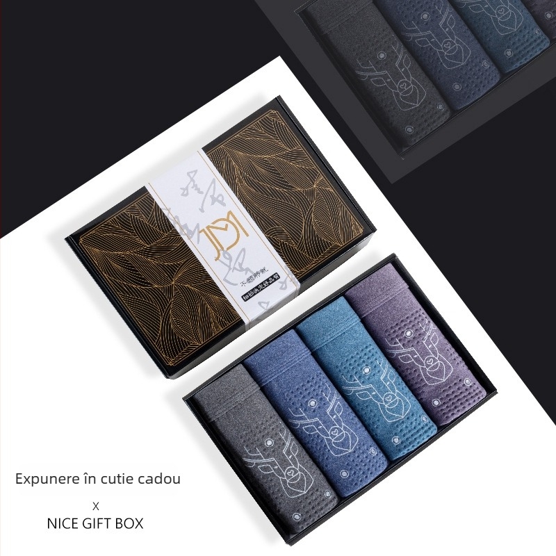 Chiloți de bărbați cu design 3D de buzunar masaj, respirabili și antibacterieni, poliester cat-ionic tricot, 90–95% poliester, talie medie, căptușeală în zona inghinală 95–100% bumbac