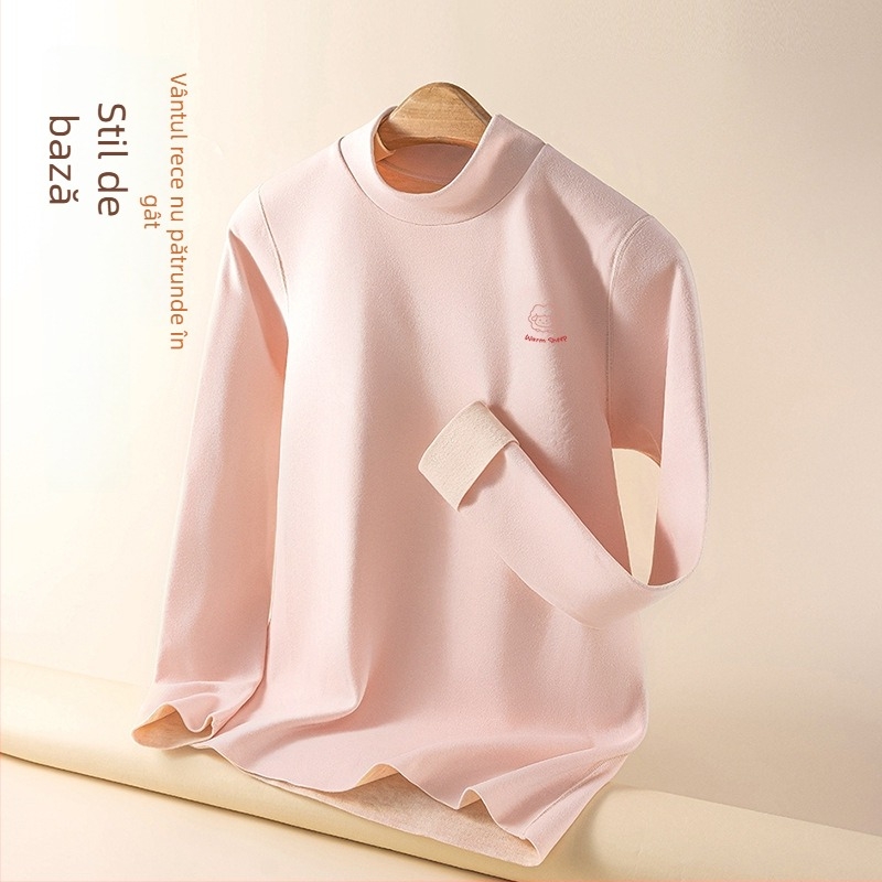 Tricou termic de bază cu auto-încălzire, unisex, mâneci lungi, culoare solidă, țesătură groasă 251–300 g/m², căptușeală velur, 80–90% poliester