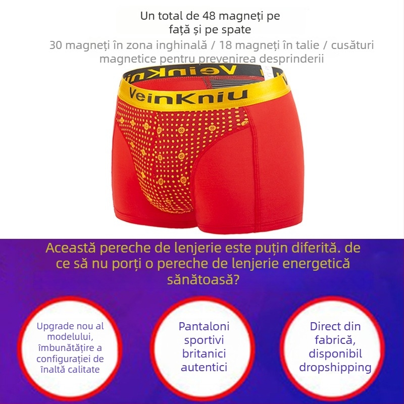 VeinKniu Boxeri bărbați, material modal, conținut principal 90–95% modal, căptușeală a zonei genitale 100% poliester, talie medie
