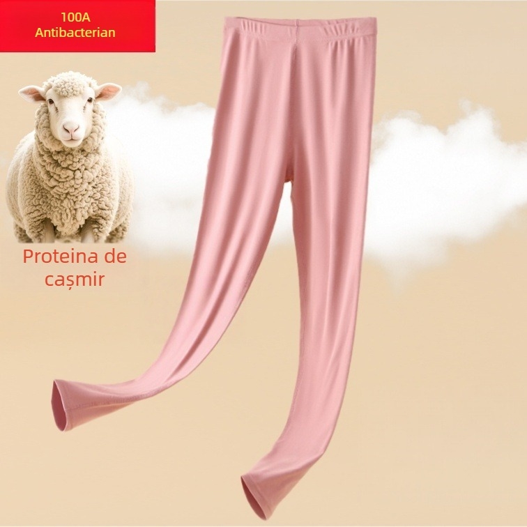 Pantaloni termici pentru femei, interior din fleece, țesătură casmir-protein, poliester 92%, un singur strat, căldură moderată