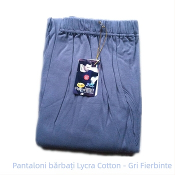 Pantaloni termici bărbați din bumbac cu Lycra, 95% bumbac, 5% elastan, lungime gleznă, talie medie, croială lejeră, păstrează căldura