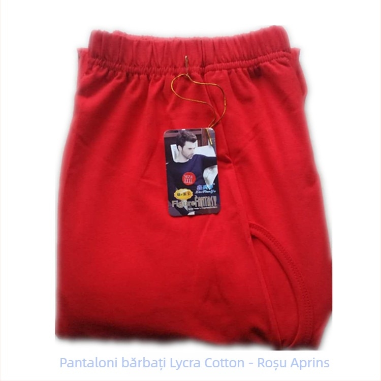 Pantaloni termici bărbați din bumbac cu Lycra, 95% bumbac, 5% elastan, lungime gleznă, talie medie, croială lejeră, păstrează căldura