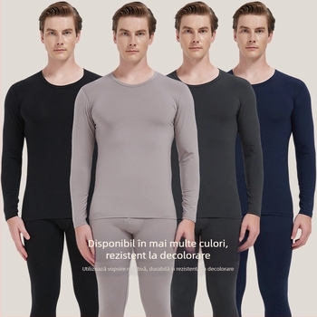Set de lenjerie termică pentru bărbați — țesătură modal, căptușeală din bumbac, material subțire, căldură moderată, croială Slim