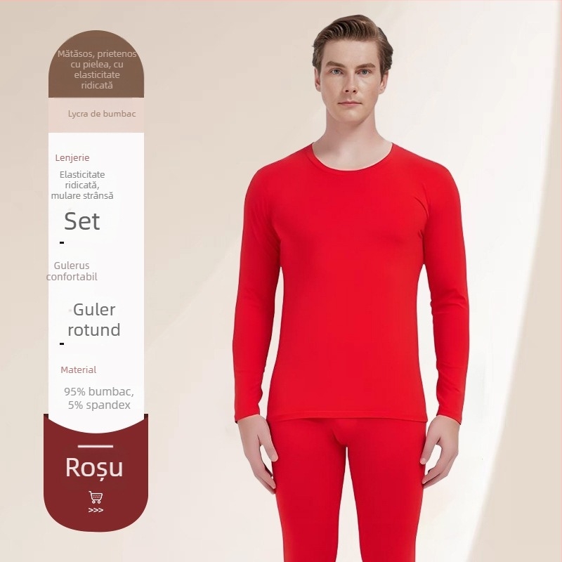 Set de lenjerie termică pentru bărbați — țesătură modal, căptușeală din bumbac, material subțire, căldură moderată, croială Slim