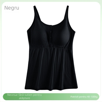 Top de noapte pentru gravide, alăptare, decolteu în V, fără mâneci, bretele pe umeri, deschidere pentru alăptare, 50–70% vâscoză