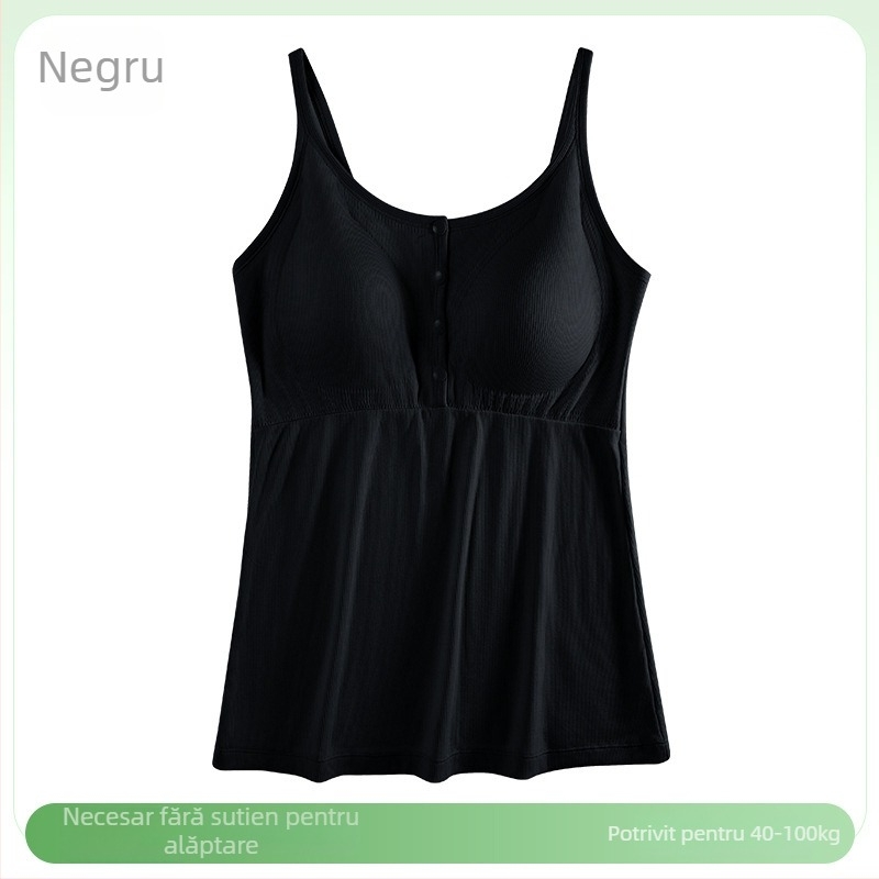 Top de noapte pentru gravide, alăptare, decolteu în V, fără mâneci, bretele pe umeri, deschidere pentru alăptare, 50–70% vâscoză