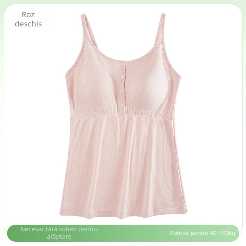 Top de noapte pentru gravide, alăptare, decolteu în V, fără mâneci, bretele pe umeri, deschidere pentru alăptare, 50–70% vâscoză