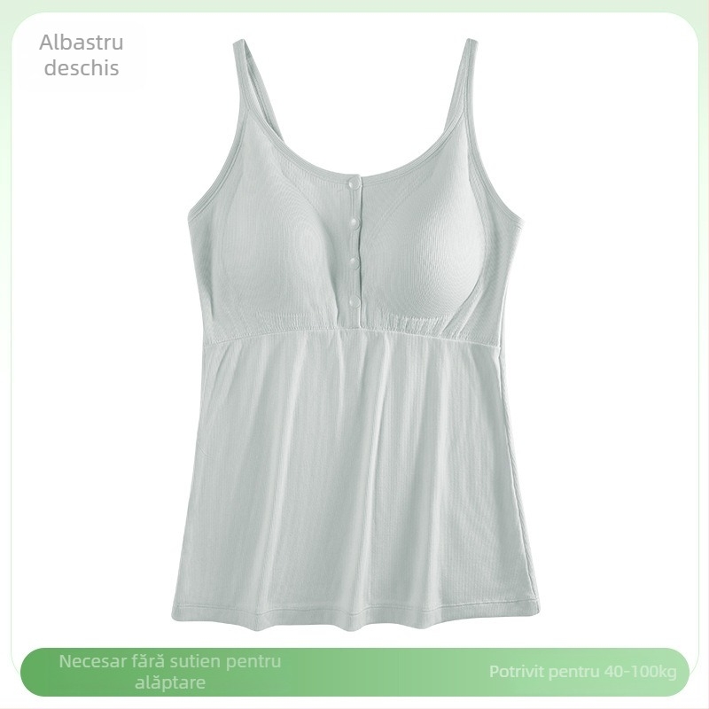 Top de noapte pentru gravide, alăptare, decolteu în V, fără mâneci, bretele pe umeri, deschidere pentru alăptare, 50–70% vâscoză