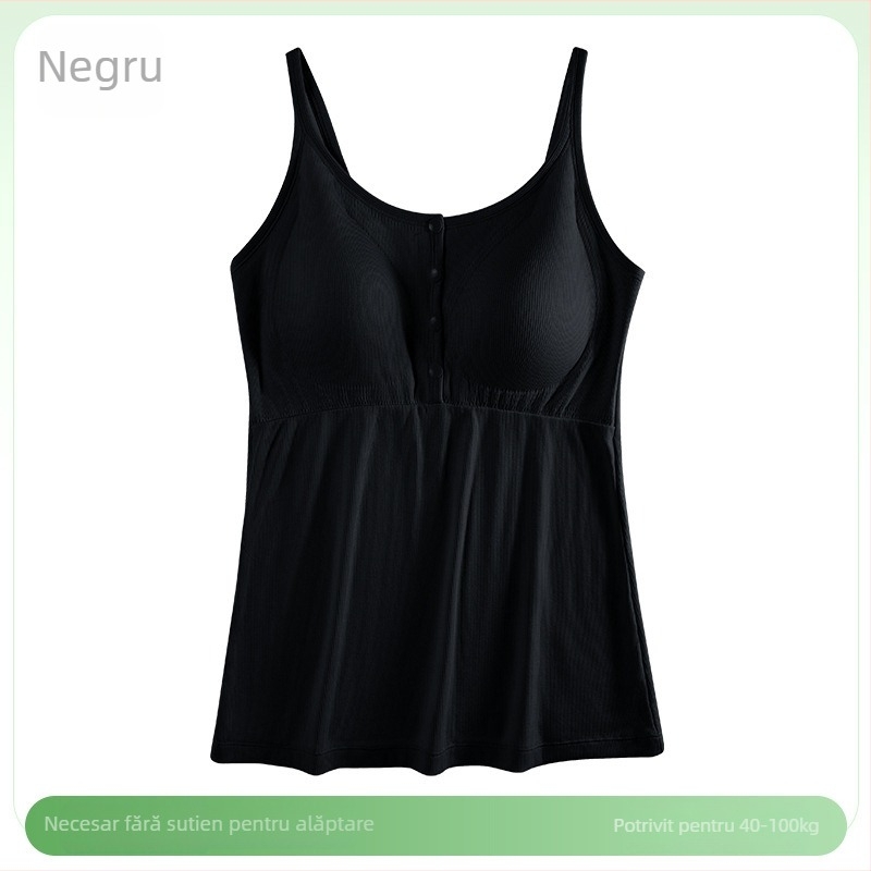 Top de noapte pentru gravide, alăptare, decolteu în V, fără mâneci, bretele pe umeri, deschidere pentru alăptare, 50–70% vâscoză