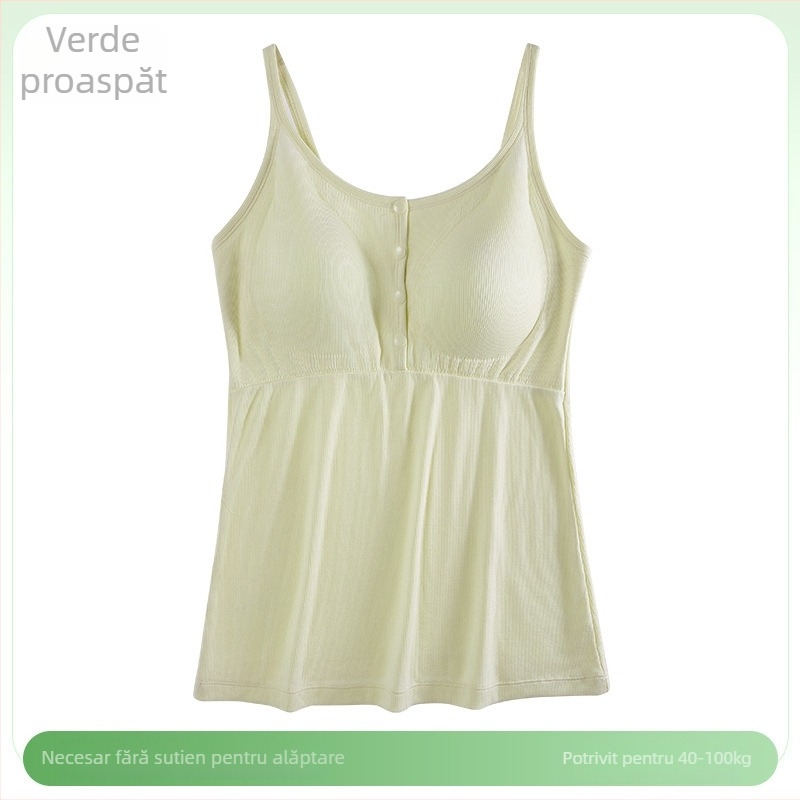 Top de noapte pentru gravide, alăptare, decolteu în V, fără mâneci, bretele pe umeri, deschidere pentru alăptare, 50–70% vâscoză