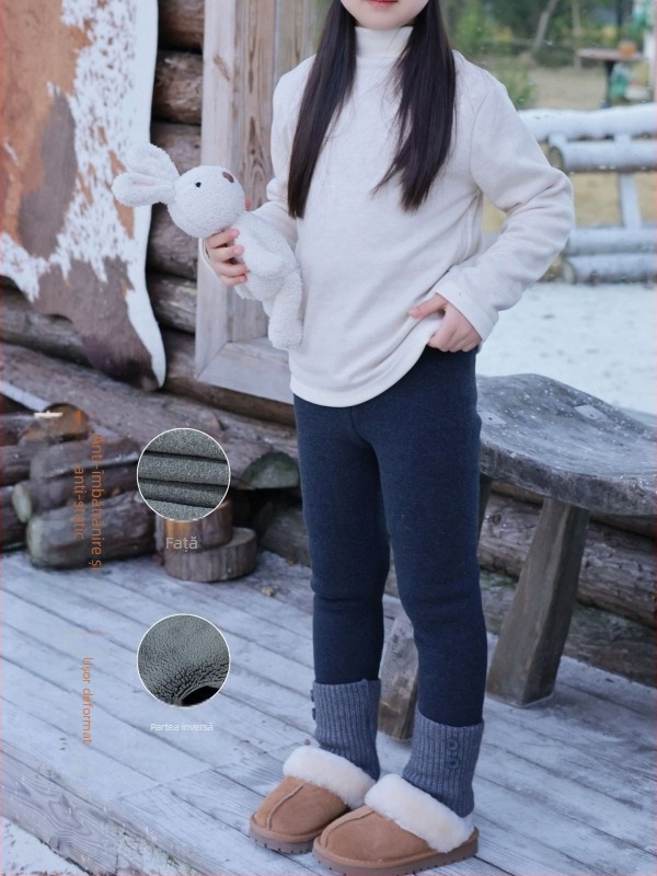 Colanți de iarnă pentru fete, din amestec de bumbac cu velur buretos, 93% bumbac, talie medie, lungime integrală, talie elastică, anti-statice, pentru copii 3–8 ani