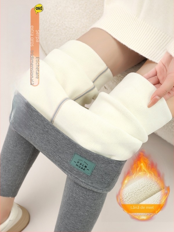 Pantaloni termici pentru femei cu căptușeală din fleece, talie înaltă, controlul abdomenului, groși și calzi, 95% bumbac