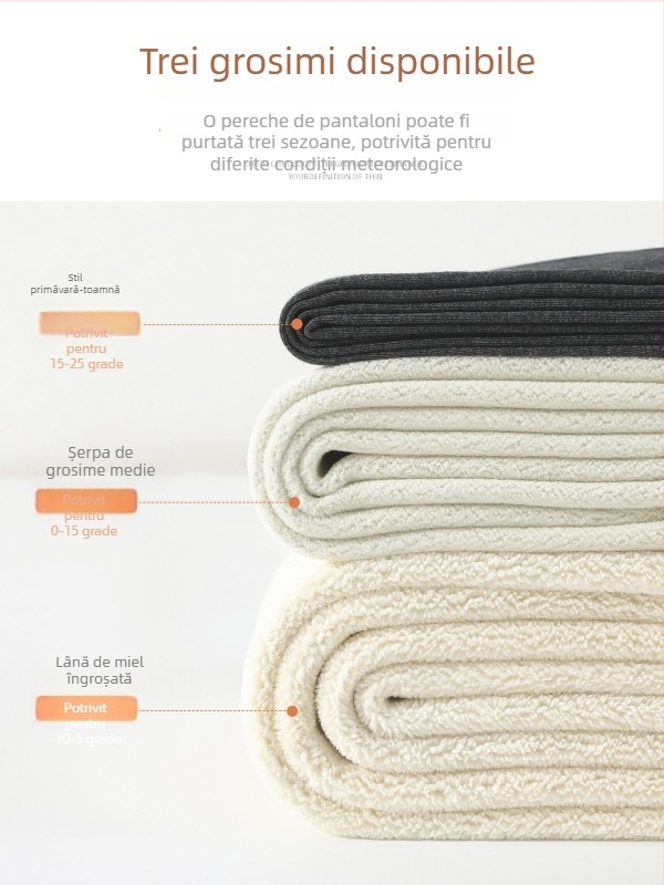 Pantaloni termici pentru femei cu căptușeală din fleece, talie înaltă, controlul abdomenului, groși și calzi, 95% bumbac