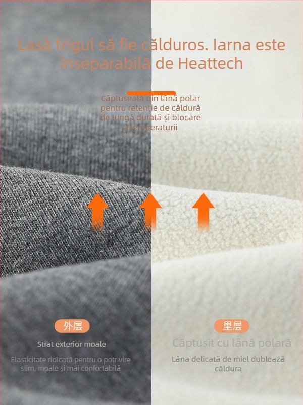 Pantaloni termici pentru femei cu căptușeală din fleece, talie înaltă, controlul abdomenului, groși și calzi, 95% bumbac