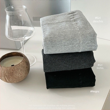 Pantaloni All-in-One pentru femei, din bumbac și elastan, calzi, grosime medie, croială strânsă