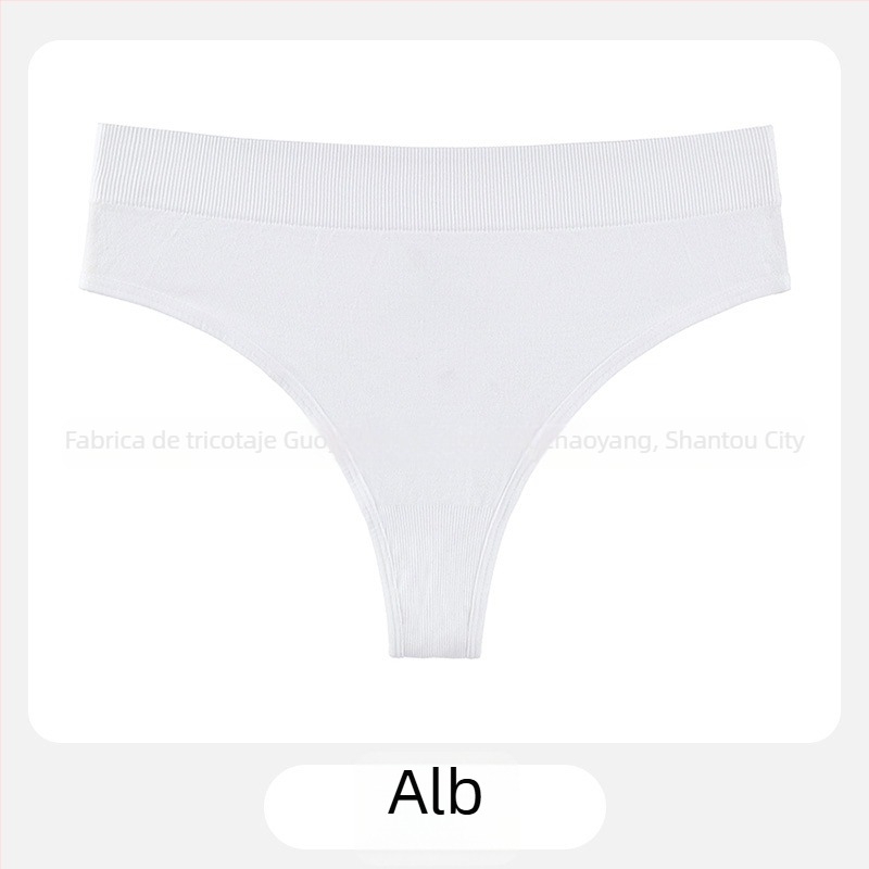 Chiloți tangă pentru femei, talie medie, tricot din nailon, respirabil, căptușeală din bumbac