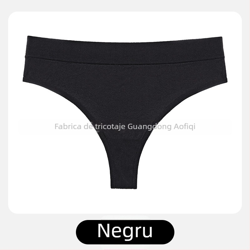 Chiloți tangă pentru femei, talie medie, tricot din nailon, respirabil, căptușeală din bumbac