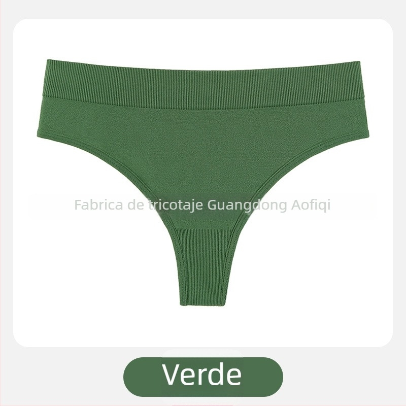 Chiloți tangă pentru femei, talie medie, tricot din nailon, respirabil, căptușeală din bumbac