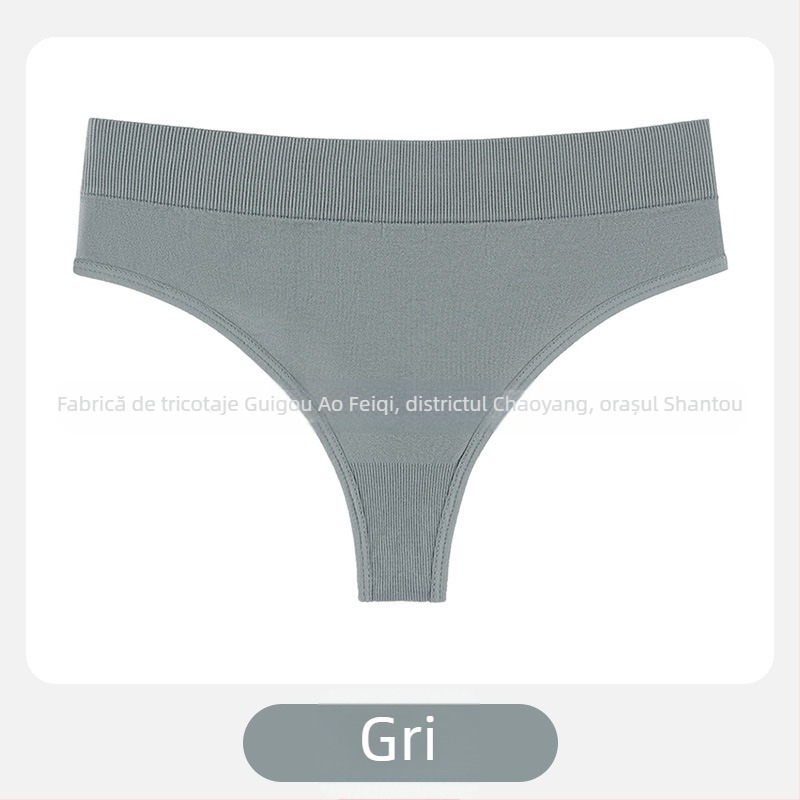 Chiloți tangă pentru femei, talie medie, tricot din nailon, respirabil, căptușeală din bumbac