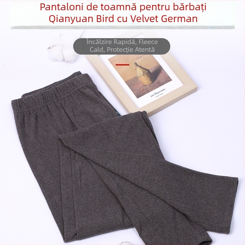 Pantaloni termici pentru bărbați din material Derong, material principal 70% Spandex, căptușeală 80% Spandex, funcție de încălzire, croială lejeră, talie medie.