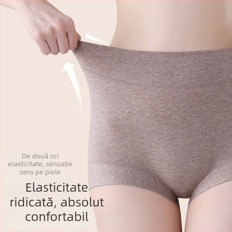 Boxeri femei cu talie înaltă, acoperire completă a șoldurilor, bumbac 60 fire, antibacterian