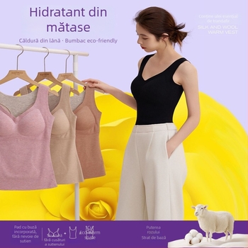 Vesta în formă de I cu umpluturi pentru sân, fără cusături, decolteu în V, fibră acrilică (Material: fibră acrilică; Grosime: moderată 181-200 g/m²)