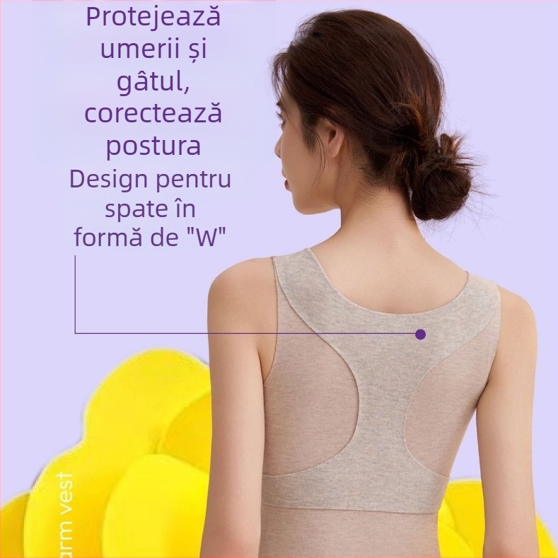 Vesta în formă de I cu umpluturi pentru sân, fără cusături, decolteu în V, fibră acrilică (Material: fibră acrilică; Grosime: moderată 181-200 g/m²)