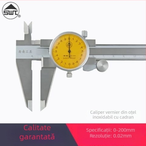 Caliper Vernier din oțel inoxidabil, industrial, interval multiplu 0–150–200–300 mm