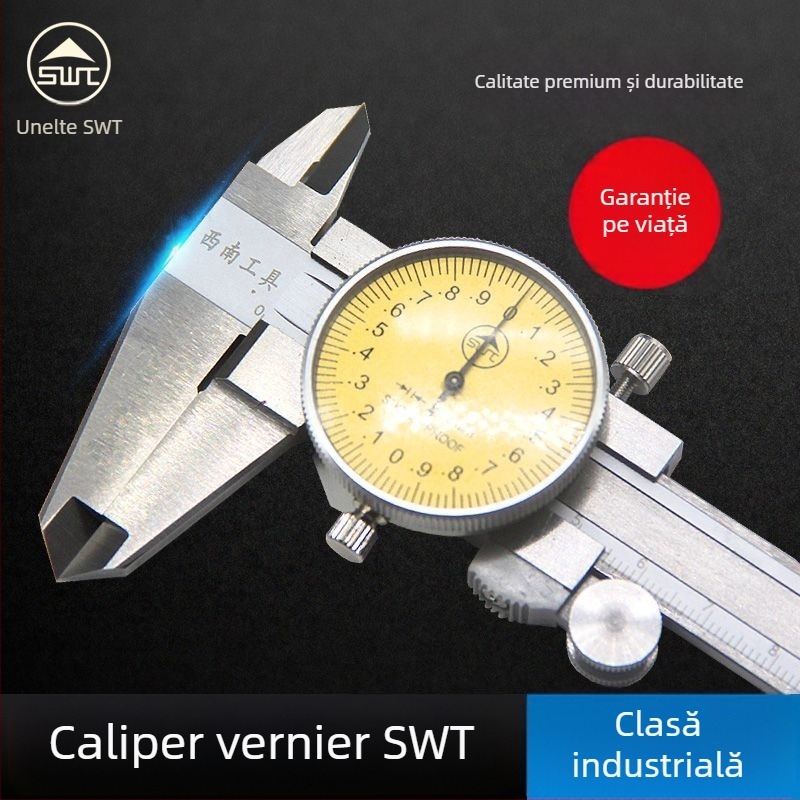Caliper Vernier din oțel inoxidabil, industrial, interval multiplu 0–150–200–300 mm