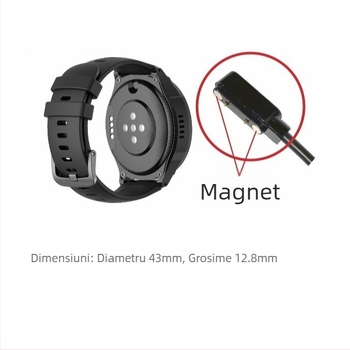 Ceas inteligent cu poziționare GPS, monitorizare ritm cardiac și SpO2, slot SIM, Bluetooth, ecran TFT rotund