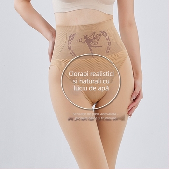 Colanți cu fleece interior, lift pentru fesieri, amestec nylon-spandex, material gros, lungime 9/10, toamna 2024