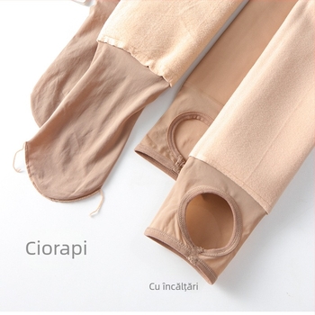Colanți cu fleece interior, lift pentru fesieri, amestec nylon-spandex, material gros, lungime 9/10, toamna 2024