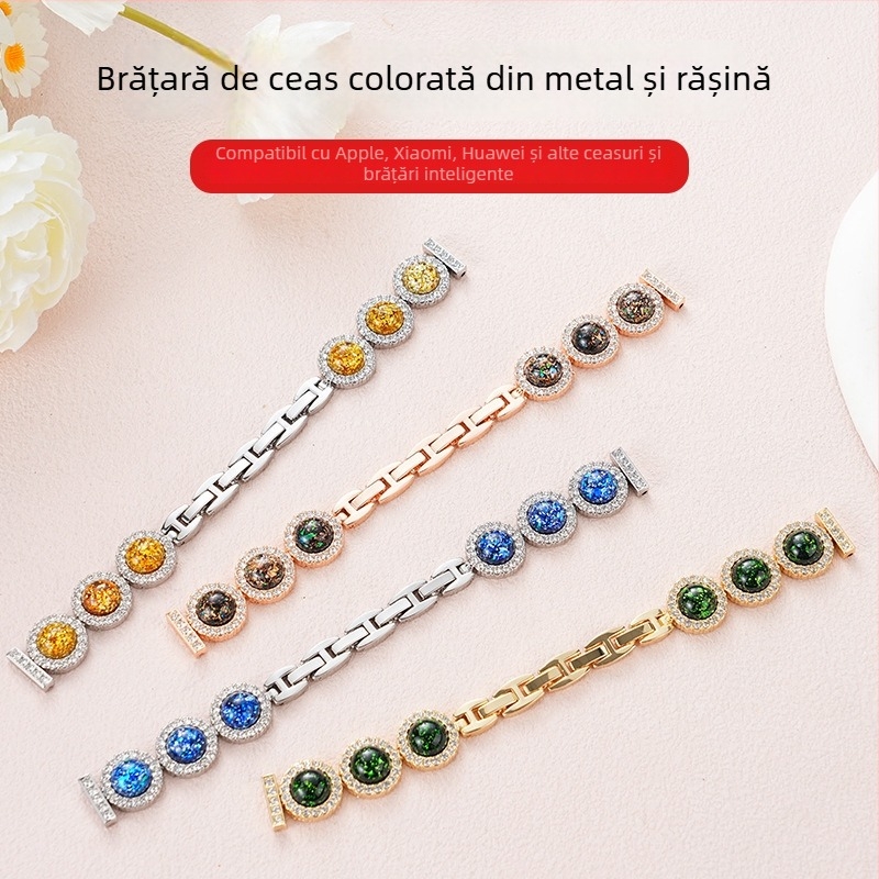 Vespa brăţară metalică pentru Apple iWatch S11-3, interfață de 14 mm, închidere cu buton, stil modern