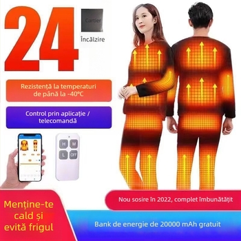 Costum termic încălzit cu 24 de zone pentru bărbați și femei, îmbrăcăminte electrică cu alimentare USB