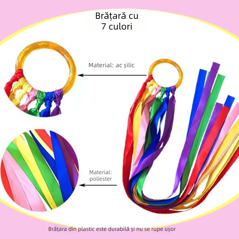 Brățară de panglică pentru gimnastică, acrilică, panglică dublă, model 20062