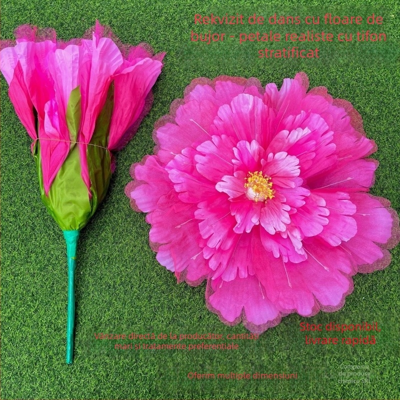 Rekwizit de dans: floare de bujor purtată în mână pentru spectacolele de dans ale copiilor (În stoc; Pentru copii; Lansare toamnă 2025)