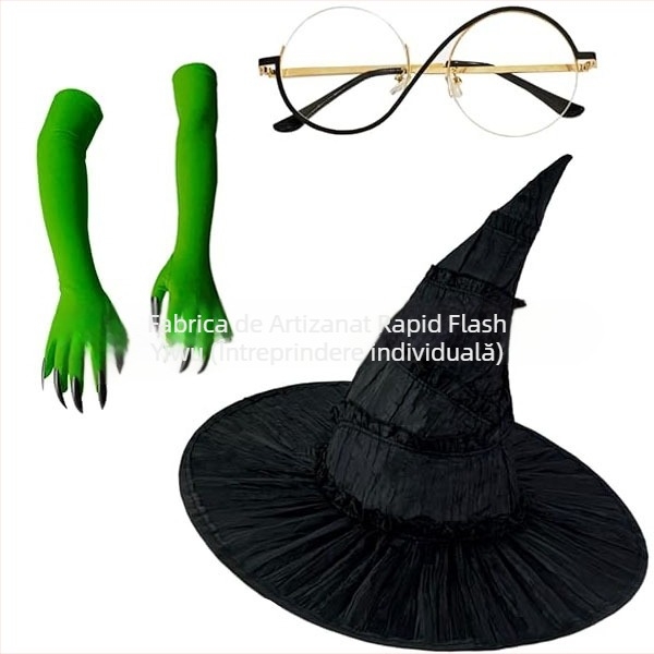 Set Wicked Elphaba: Pălărie, Ochi și Mănuși – Set din trei piese, pentru adulți, Primăvara 2025