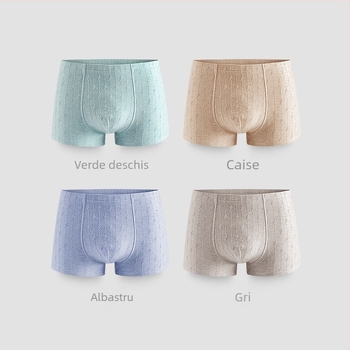 Boxeri pentru bărbați, talie medie, uscare rapidă, 90–95% bumbac, țesătură Jacquard, antibacterian