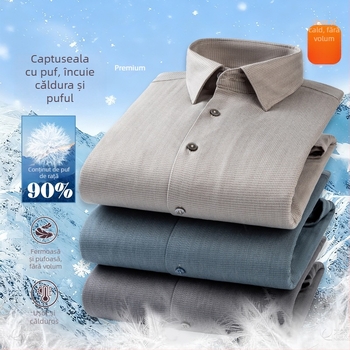Cămașă de toamnă–iarna cu guler rever, mâneci lungi, 96% bumbac, tratament anti-călcare