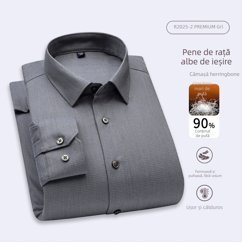 Cămașă de toamnă–iarna cu guler rever, mâneci lungi, 96% bumbac, tratament anti-călcare