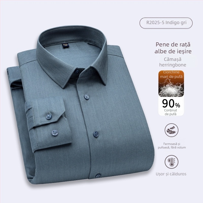 Cămașă de toamnă–iarna cu guler rever, mâneci lungi, 96% bumbac, tratament anti-călcare