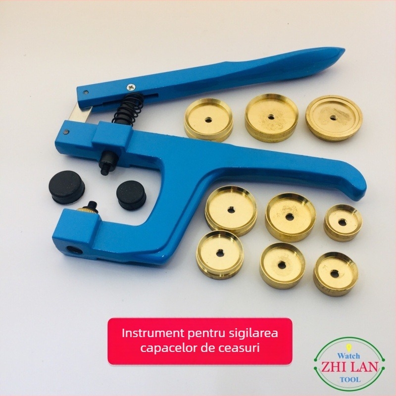 Instrument pentru reparații ceasuri: clește pentru capacul din spate cu matriță din cupru, set 1 piesă, construcție din metal și plastic, pentru uz casnic