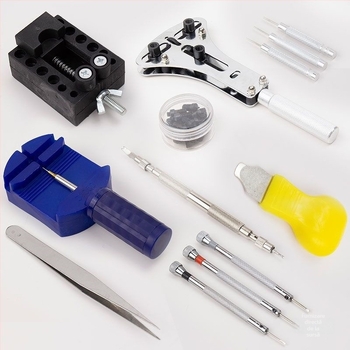 Set de instrumente pentru repararea ceasurilor pentru demontarea brățărilor, eliminarea linkurilor, înlocuirea bateriilor, deschiderea capacelor și reglarea capacelor din spate (Tensiune: 24V; Tip șlefuitor unghiular electric; Brand: Other)